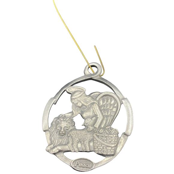 Longaberger Other - Vintage 1998 Longaberger Angel Ornament PEACE Lion & Lamb Pewter Christmas